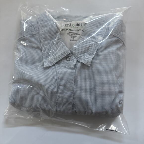 ExOfficio Fish Hiking Vented Long Sleeve Blue Shirt Insect Shield Womens Medium - Picture 9 of 9